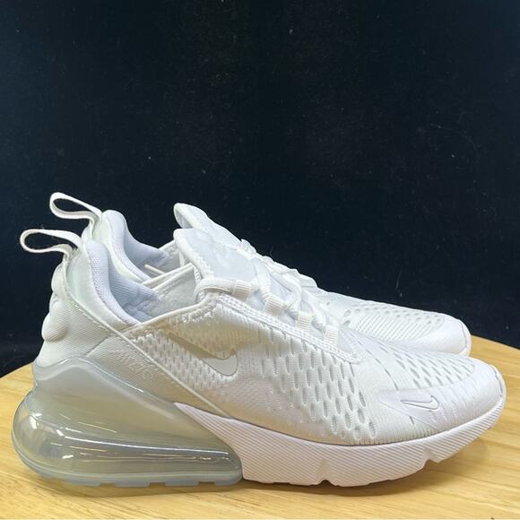 Nike Air Max 270 GS White Metallic Silver Shoes Sz 5.5Y NEW 943345-103 (7 Wmns) - Picture 4 of 9